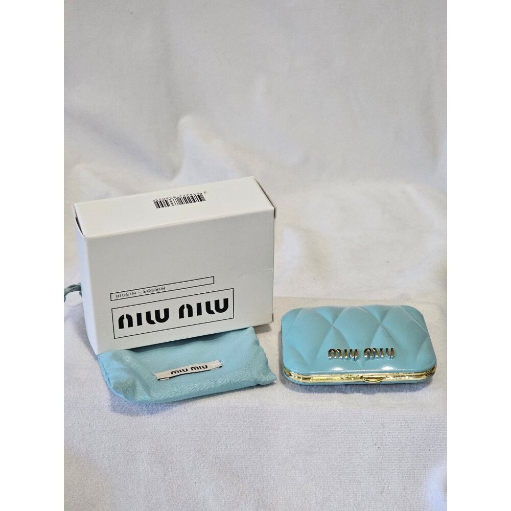 New Miu Miu quilted compact mirror with case& box